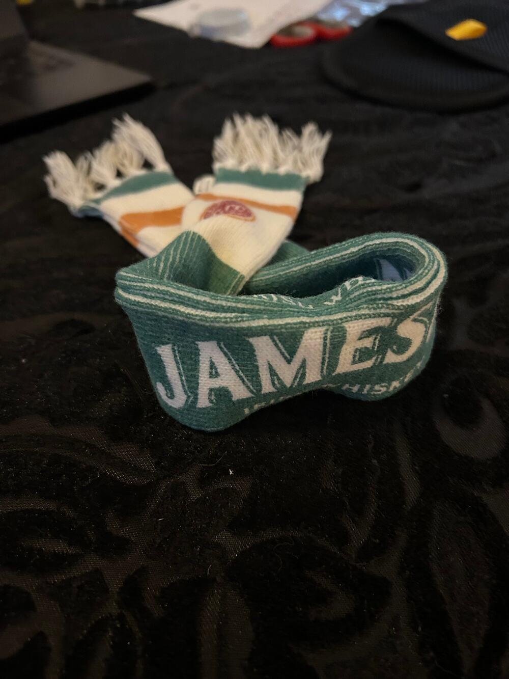 Jameson Irish Whiskey Bottle Scarf Green Cream Orange Bar Promo